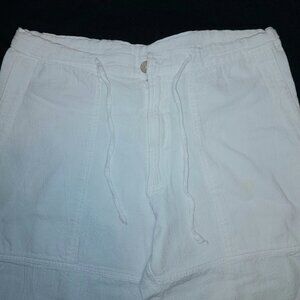ELAN Women's White Linen Drawstring Pants Size S